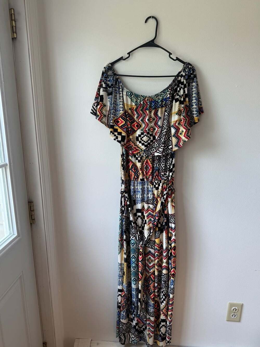 Violet b. Boho Tribal Print Off Shoulder Jumpsuit Size XL